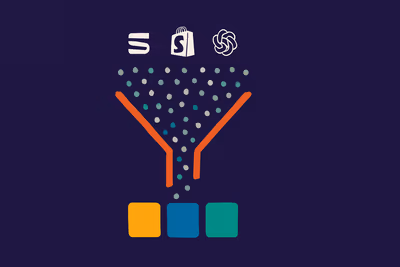 Funnel under three platform logos channels many dots into three colored square outputs.