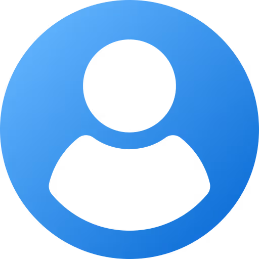Blue circle with white user profile silhouette icon inside.