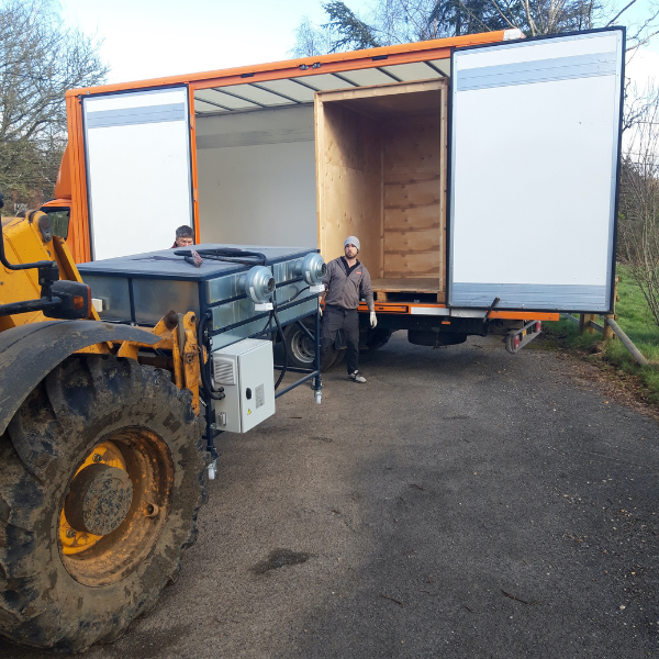 Kiln being loaded into the easyStorage van and easyPod