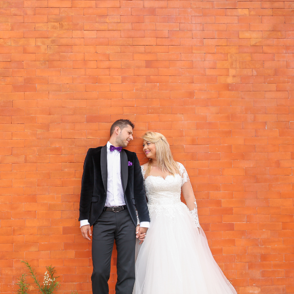 Happy couple on their wedding day