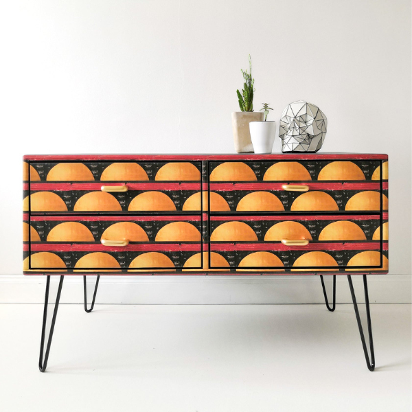 Upcycled retro sideboard - TV unit with 4 drawers