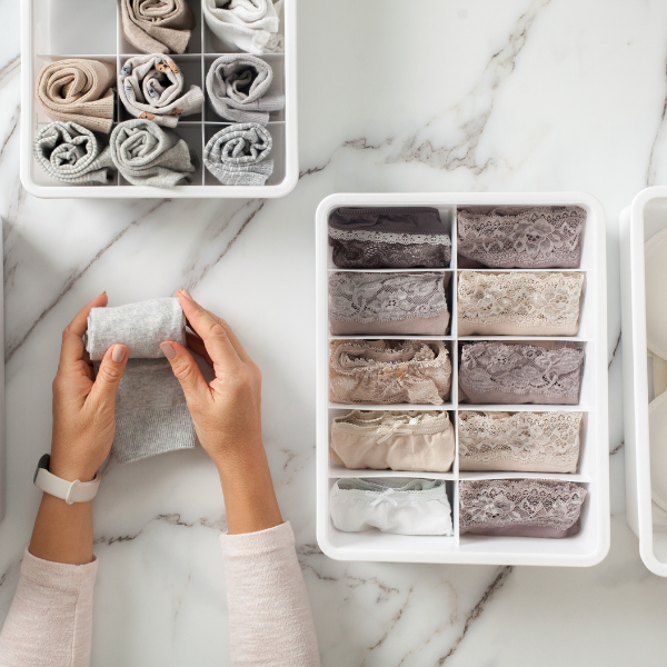 Underwear being sorted and organised 