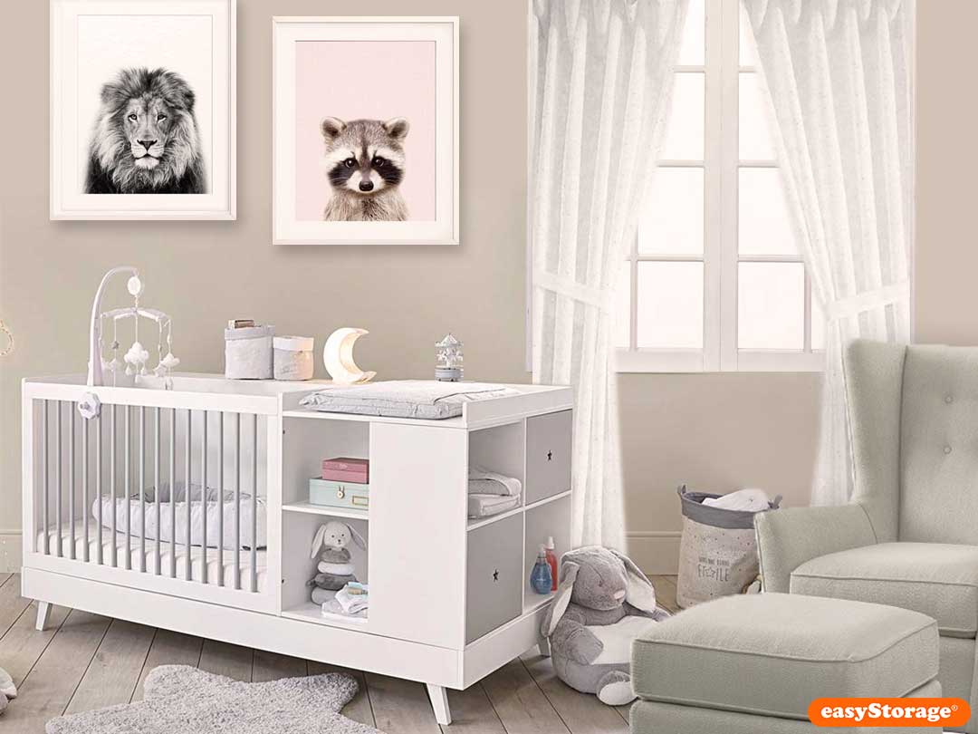 Well organised nursery with plenty of storage and an easyStorage logo