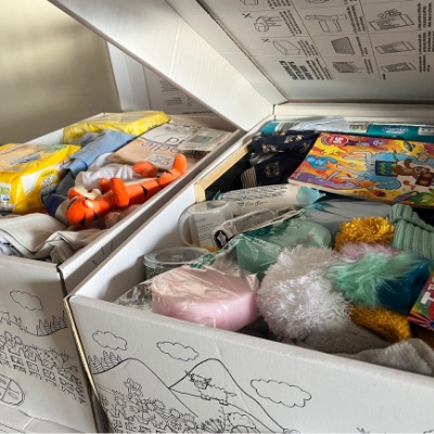 Baby Boxes with donations to help Ukrainian families