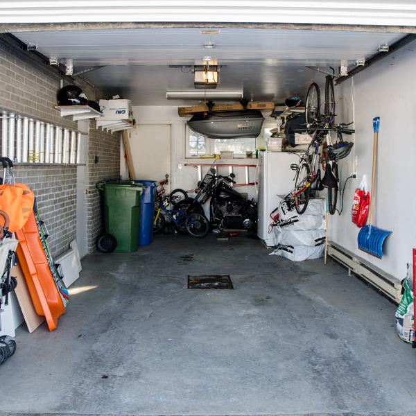 Bikes in a garage for storage