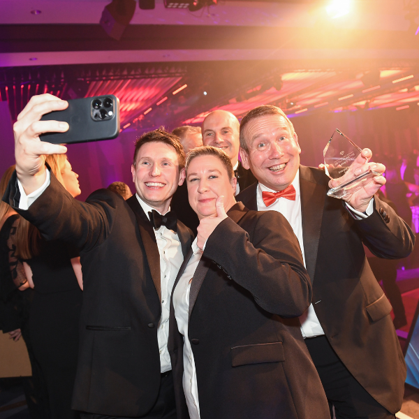 The easyStorage team taking a selfie after winning the award