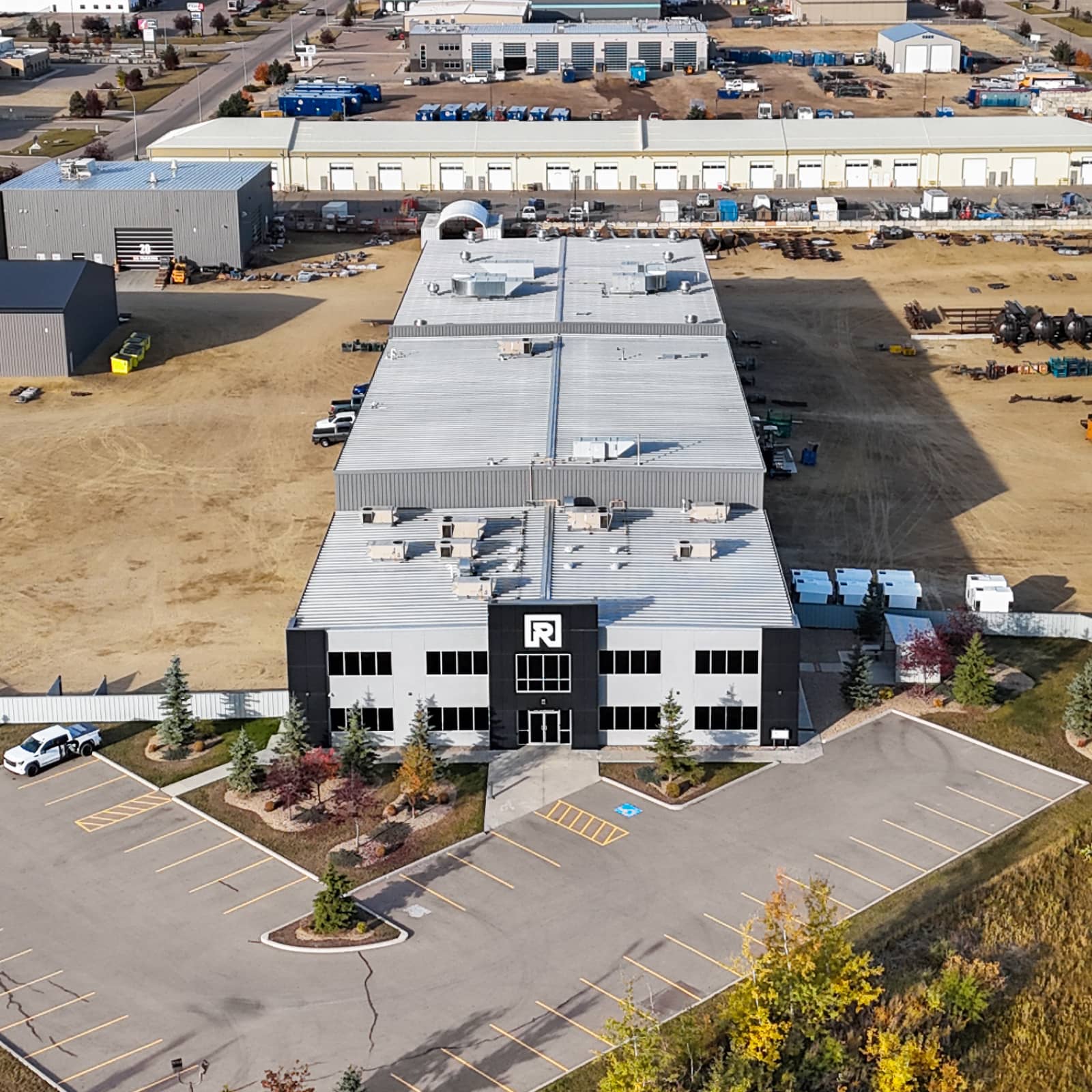 Rebel Vac Systems new office building, large logo on front