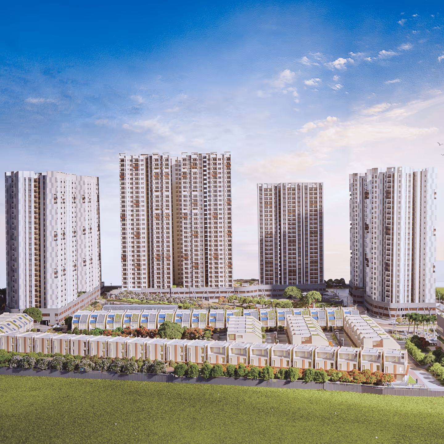 Disha Pursuit of the Elements — under-construction high-rise residences with green surroundings.