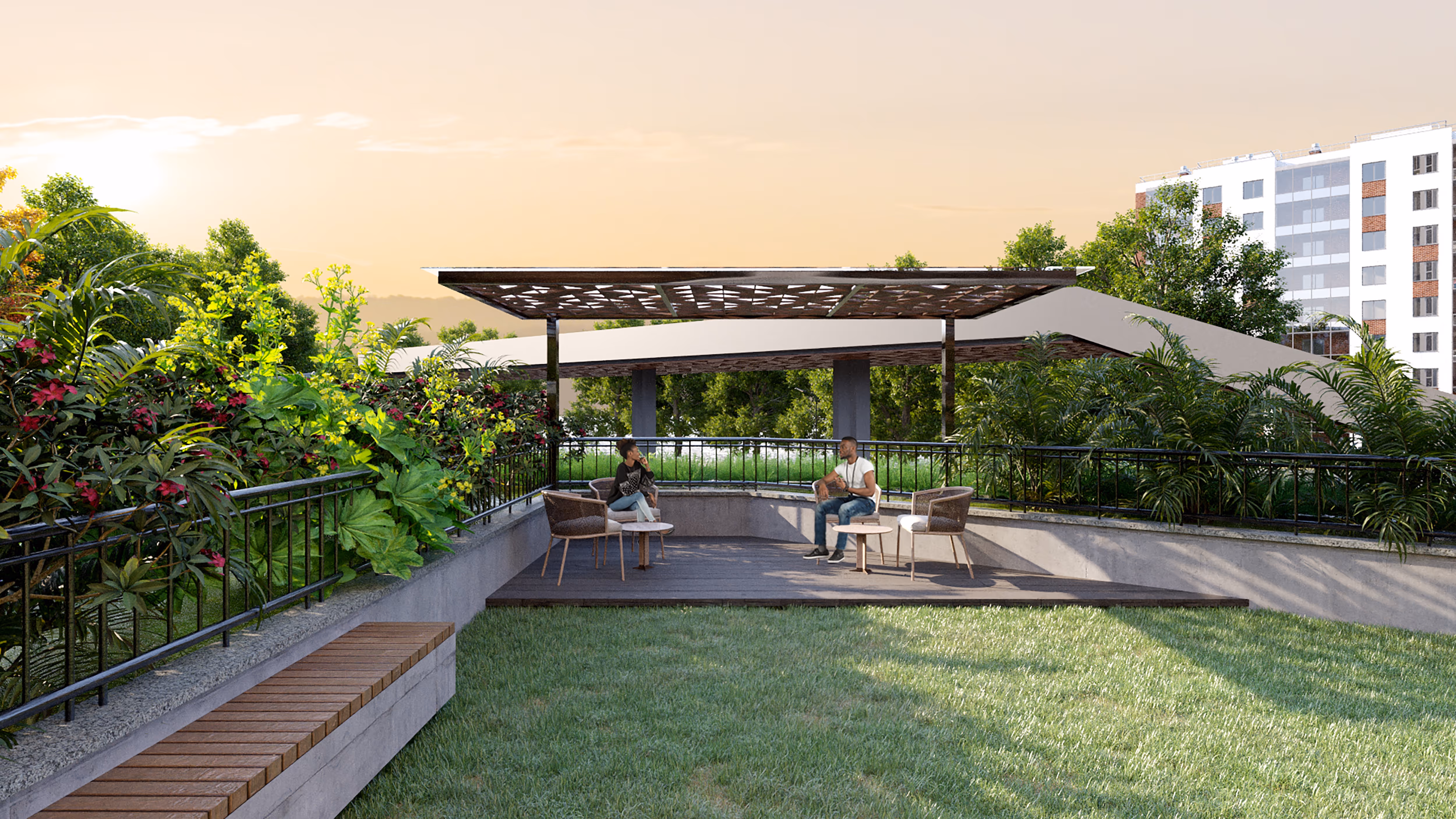 Seating Lawn: Green seating lawn at Symphony Heights podium, perfect for relaxation