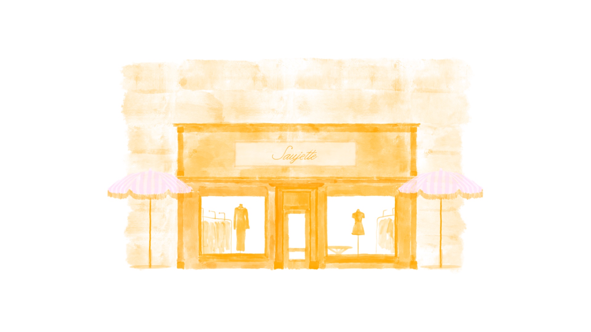 cute illustration of a boutique fashion outlet in new york