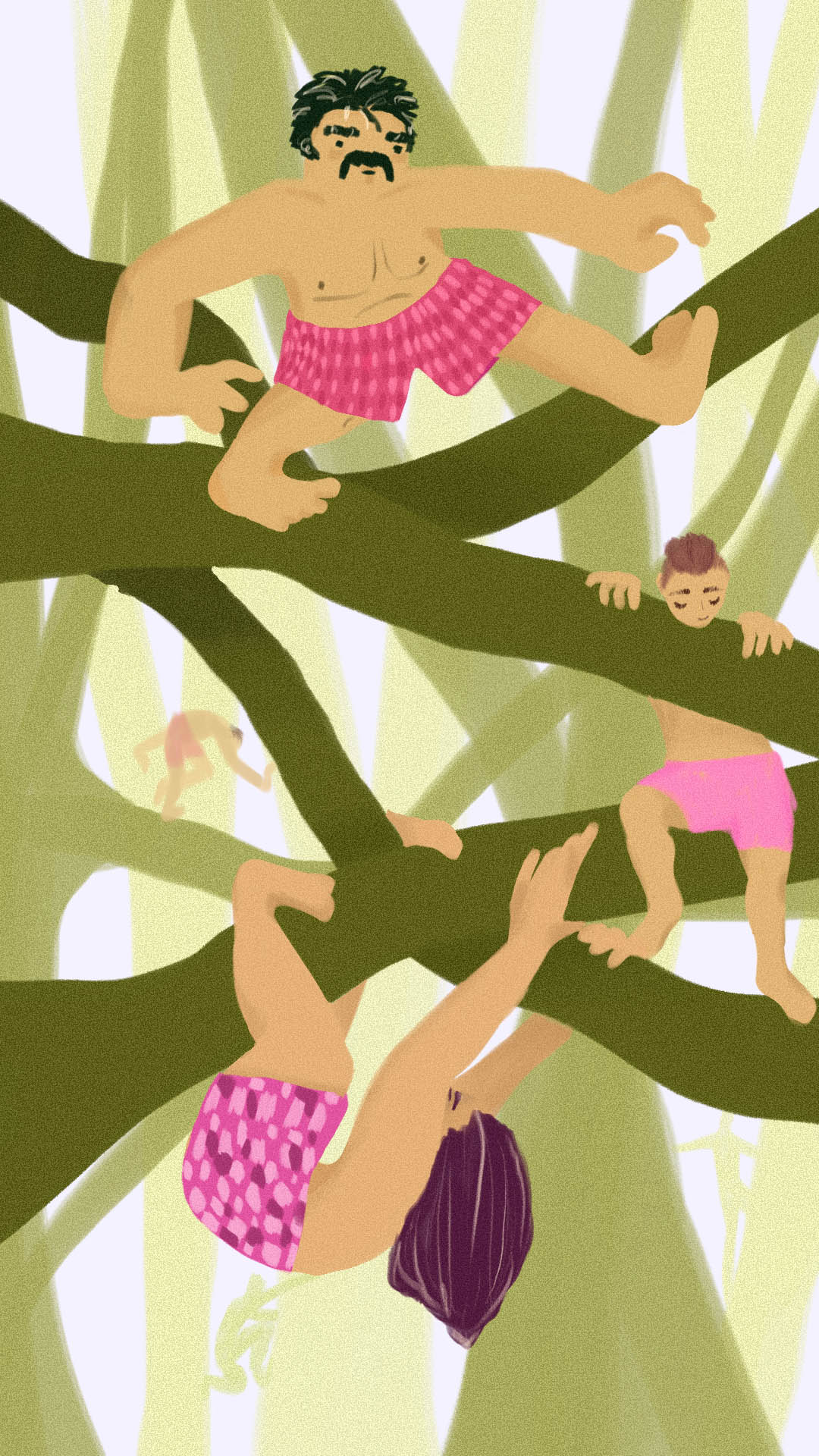 human trolls climbing trees