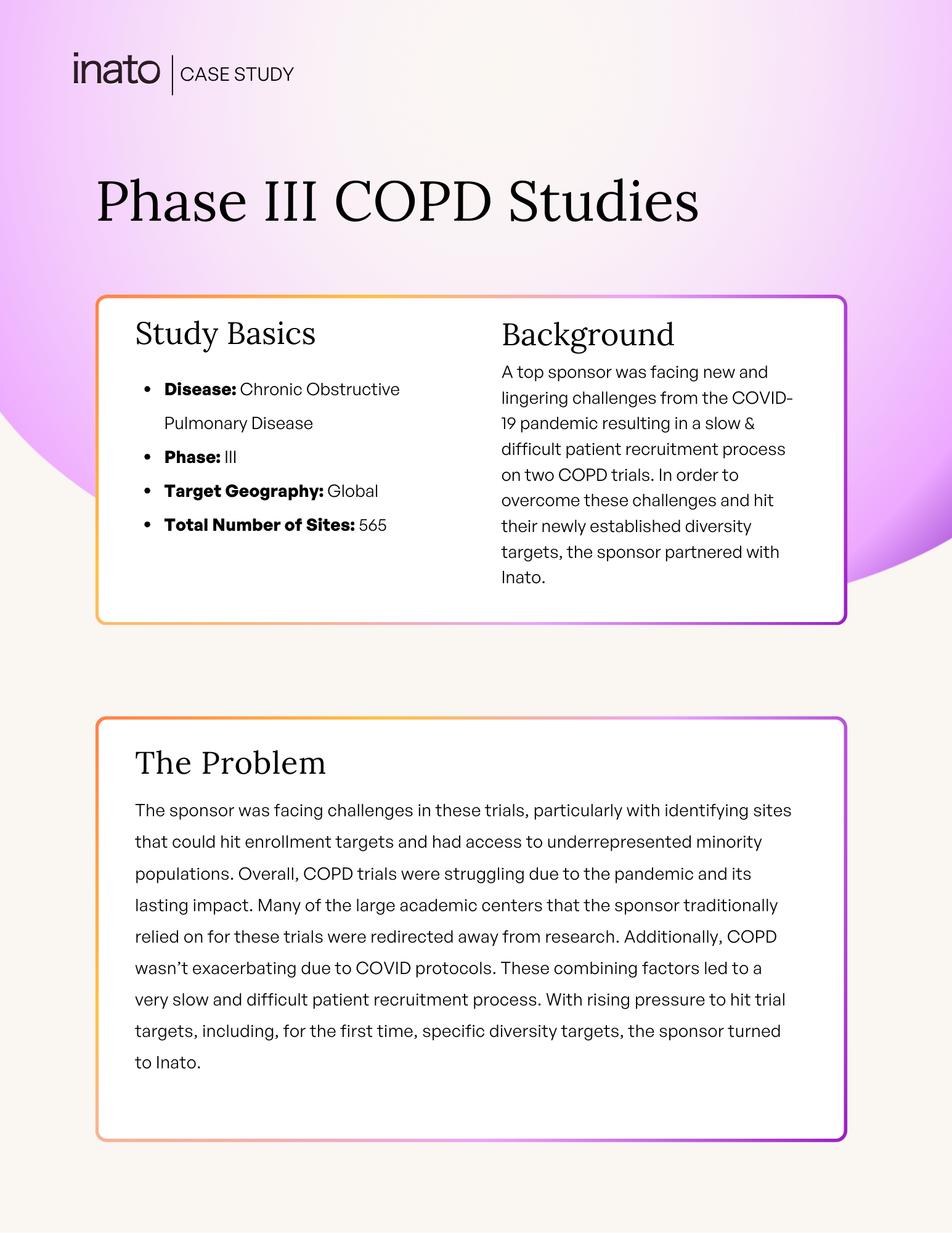 Phase III COPD Case Study: 85% of patients were diverse