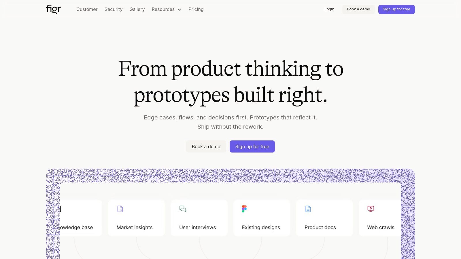 Figr homepage showcasing its AI design capabilities