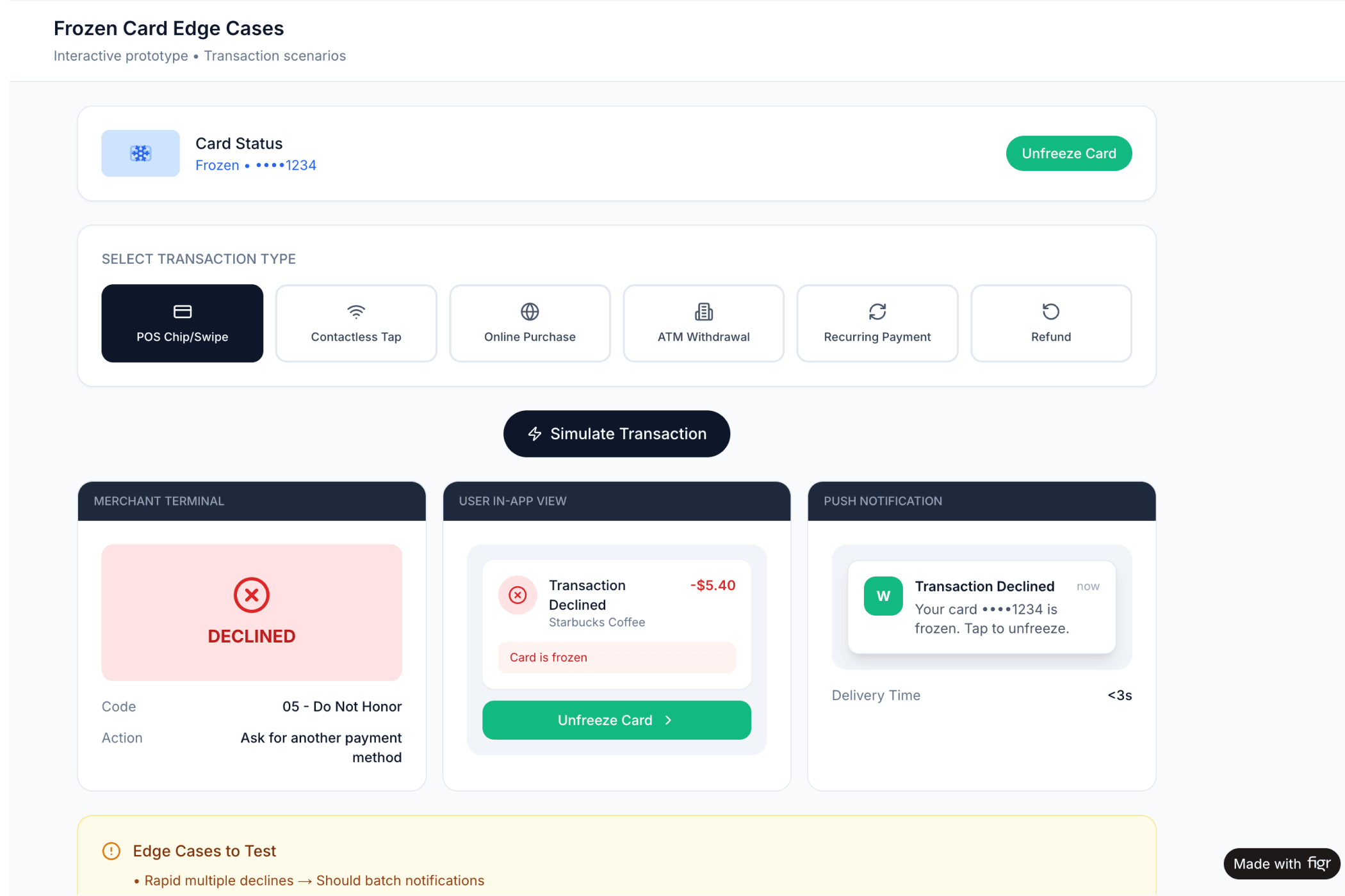 Wise - Card Freeze Flow
