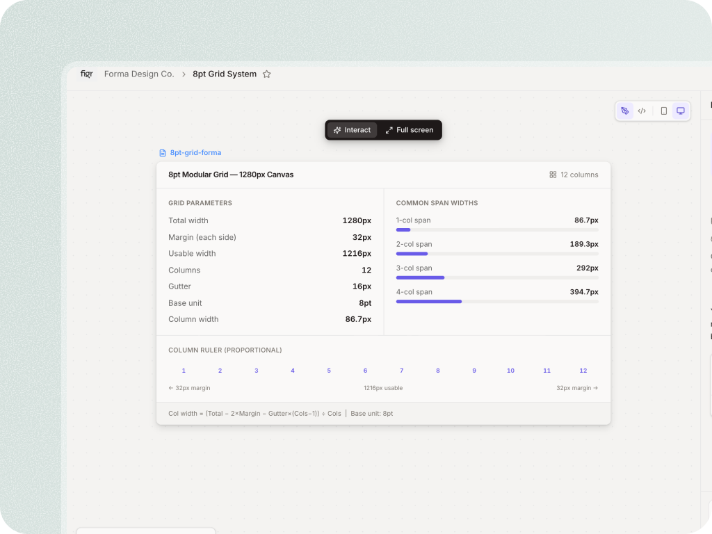 Grid calculator for product interface layouts