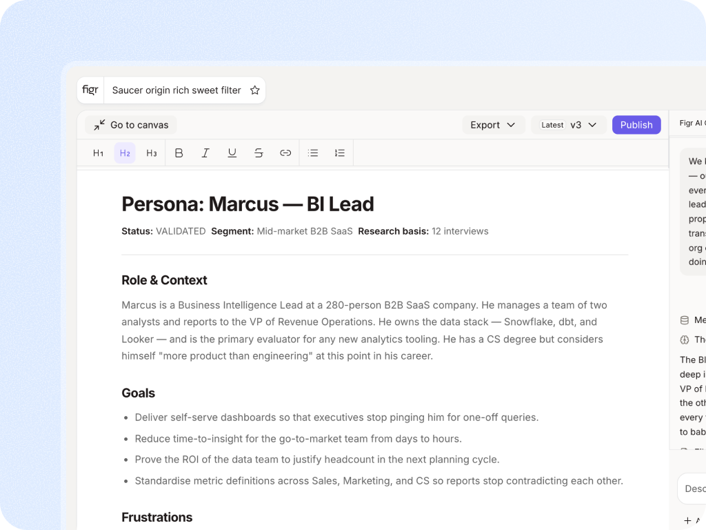 User persona generator tool
