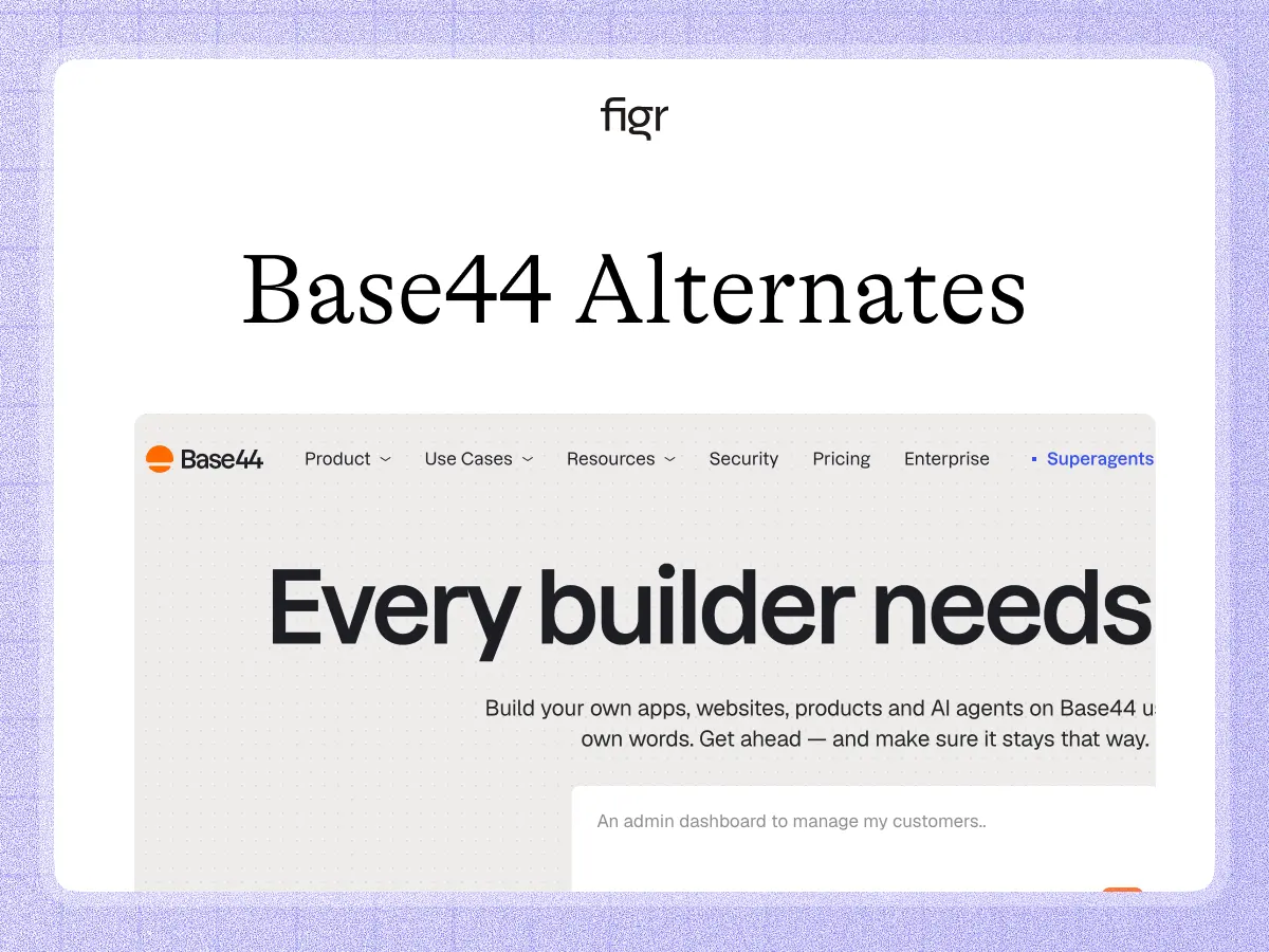 Base44 builds full-stack apps from plain language, including backend, database, auth, and deployment. Figr designs within an existing product and hands off to Figma.