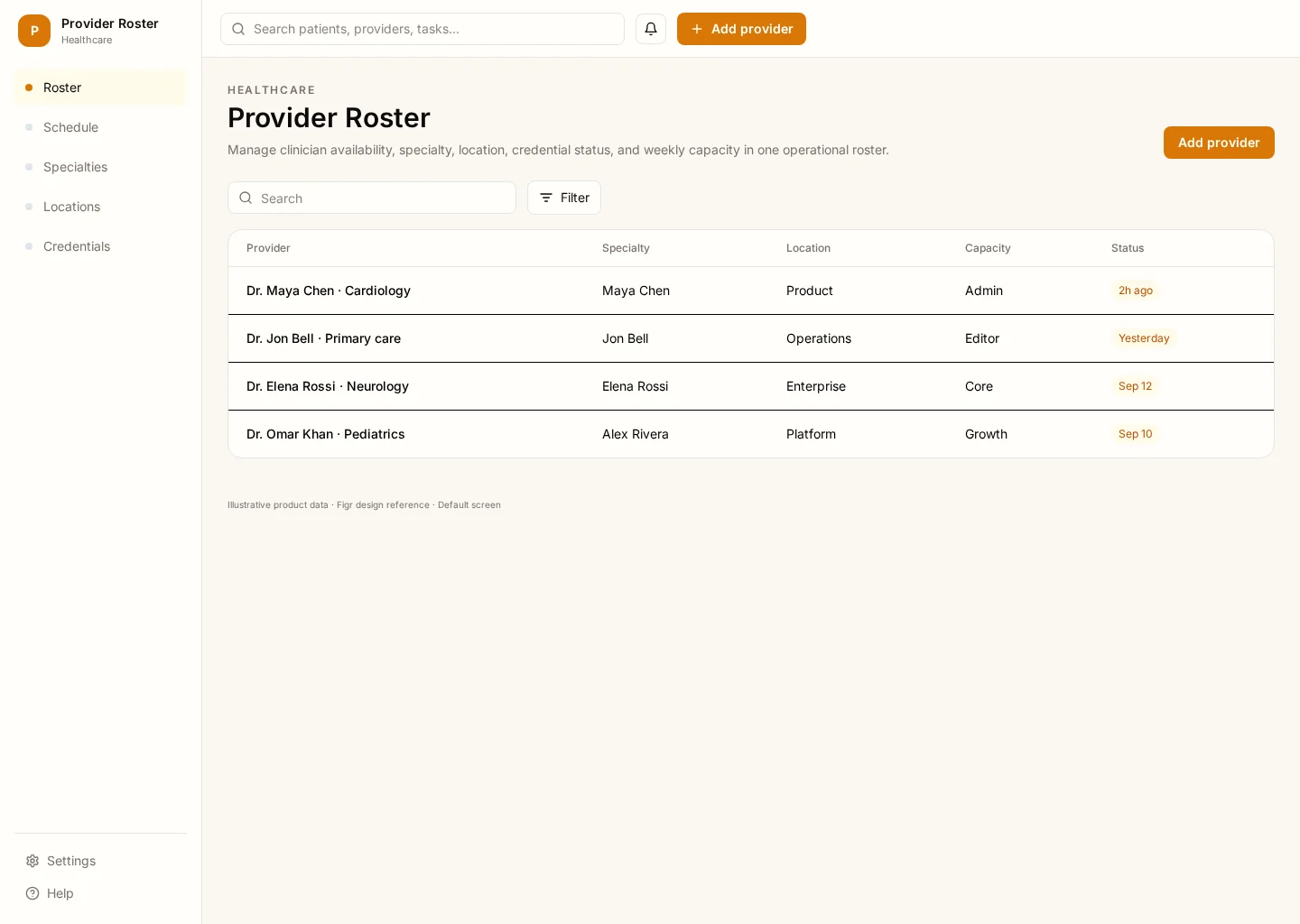 Provider Roster