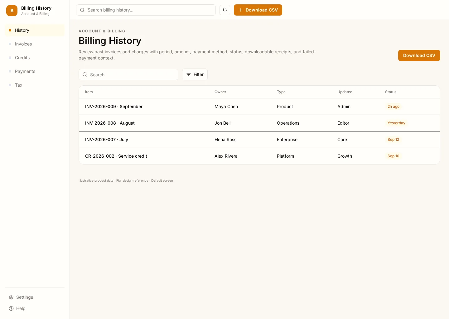 Billing History