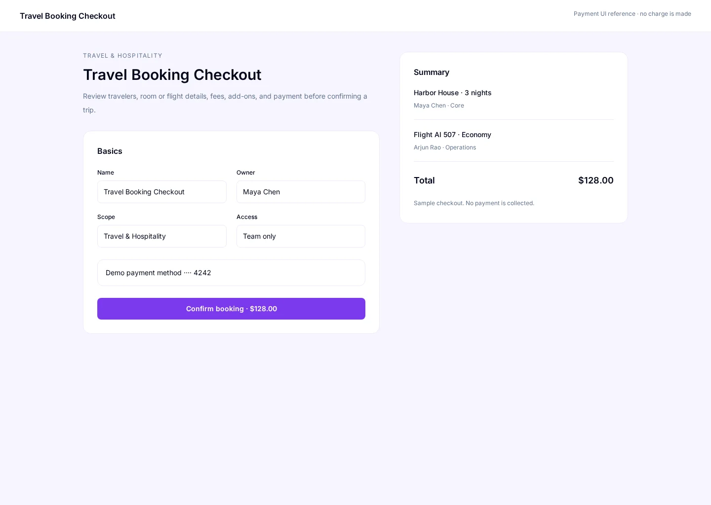 Travel Booking Checkout