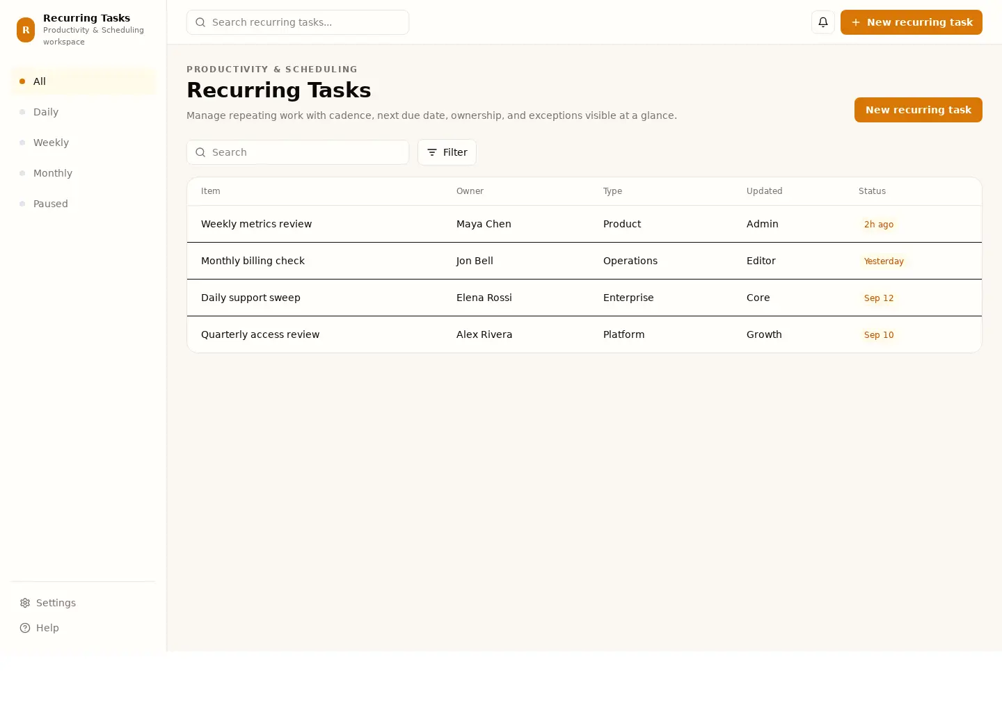 Recurring Tasks