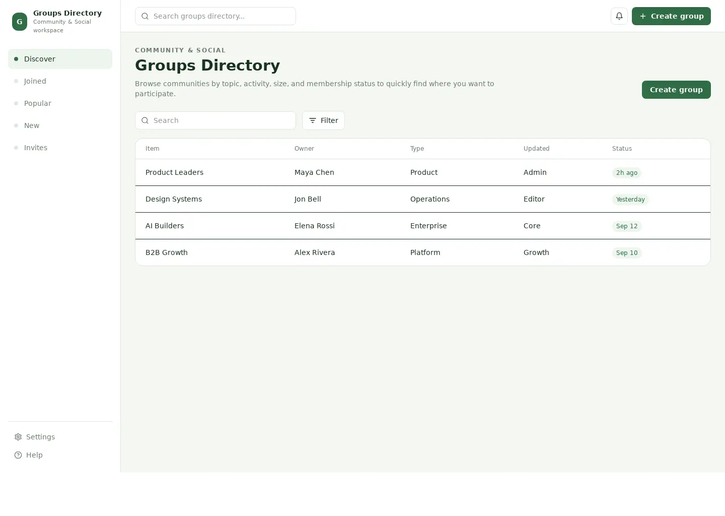 Groups Directory