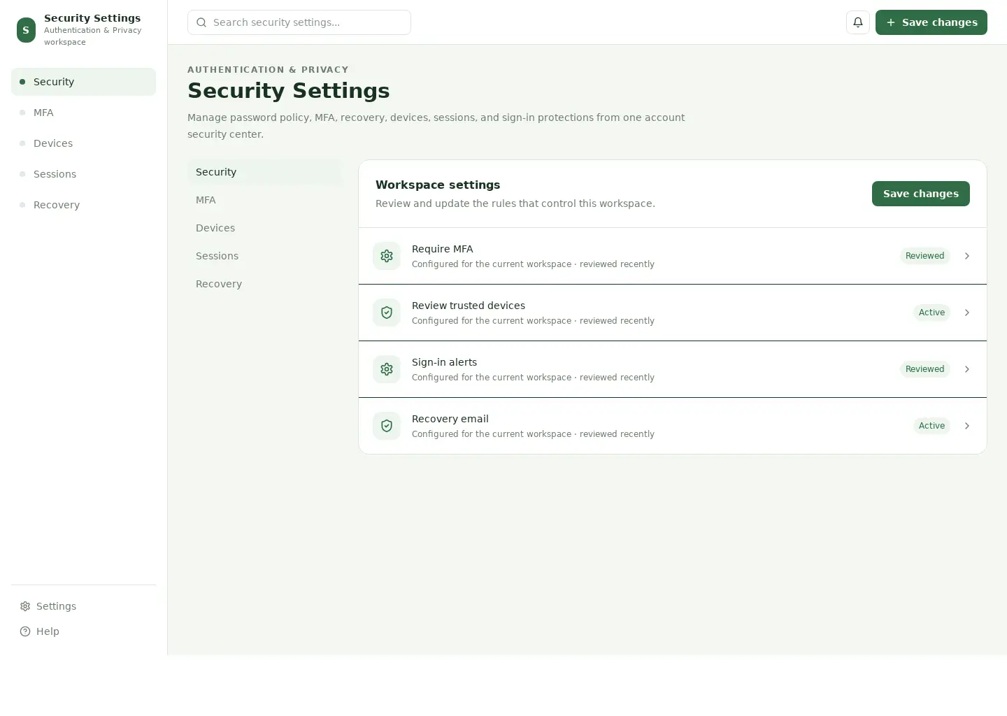 Security Settings