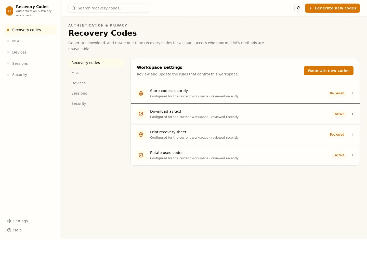 Recovery Codes