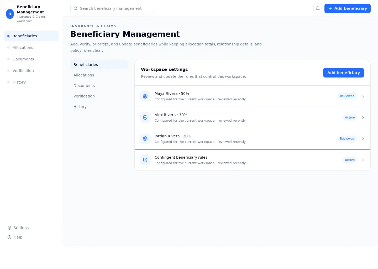 Beneficiary Management
