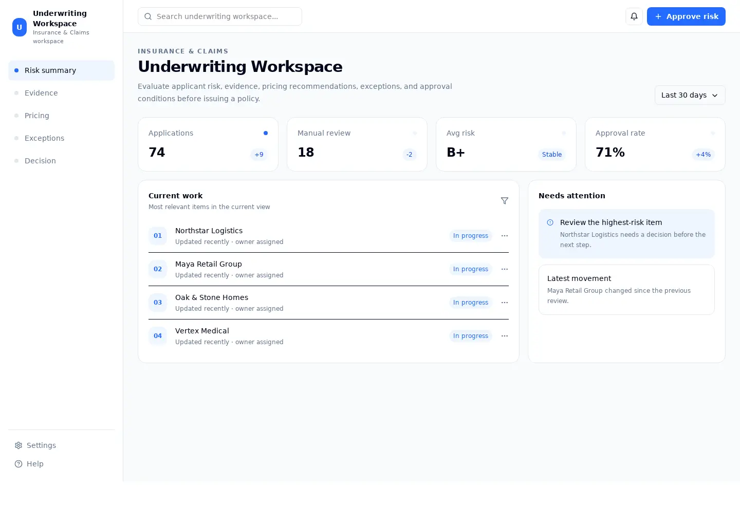 Underwriting Workspace