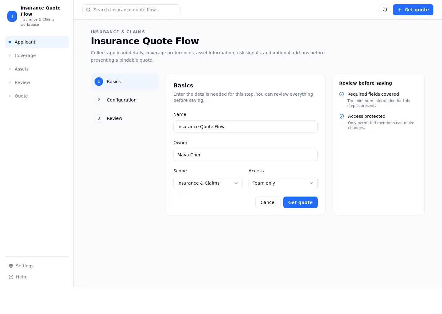 Insurance Quote Flow