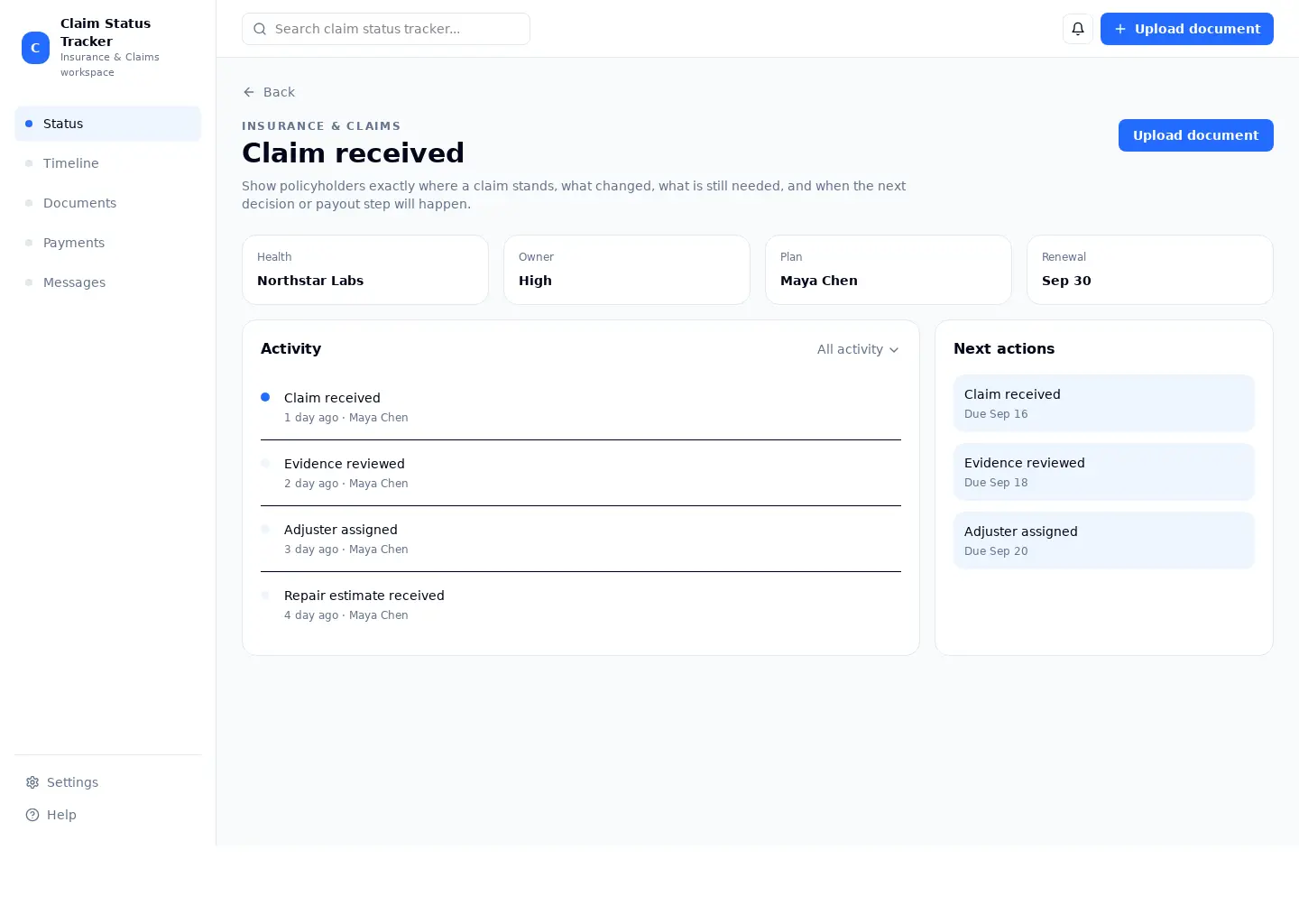 Claim Status Tracker