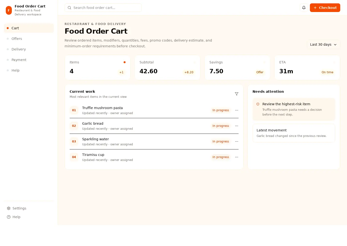Food Order Cart