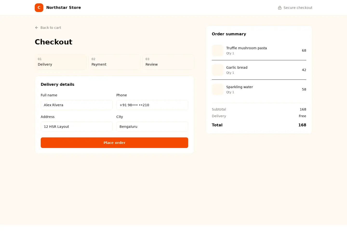 Food Delivery Checkout