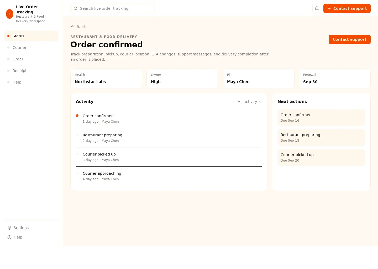 Live Order Tracking
