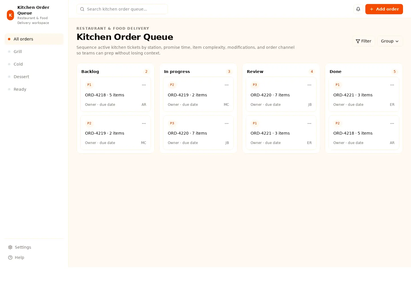 Kitchen Order Queue