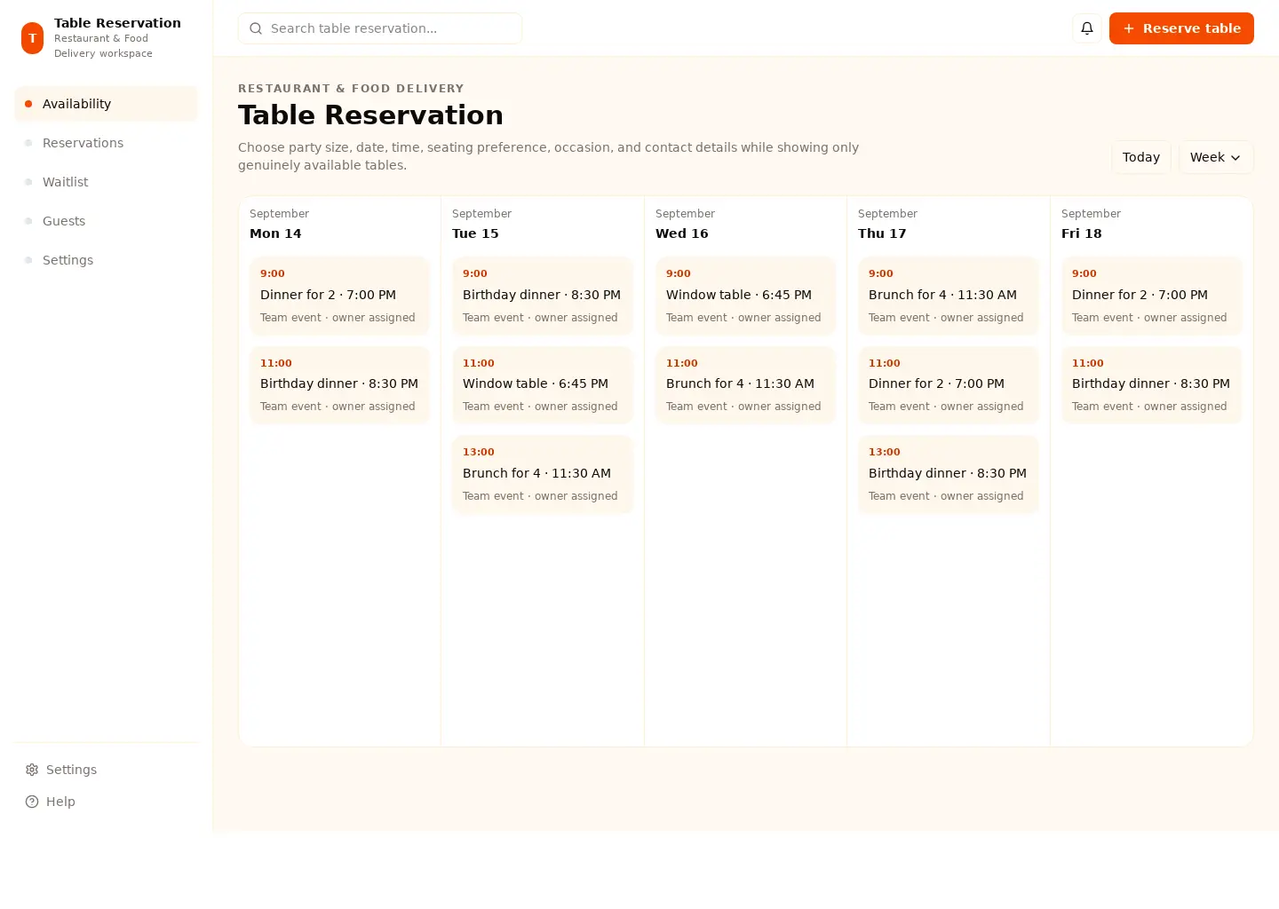 Table Reservation
