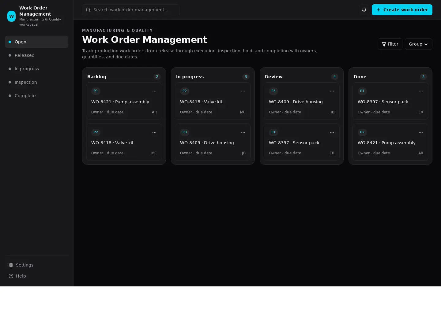 Work Order Management