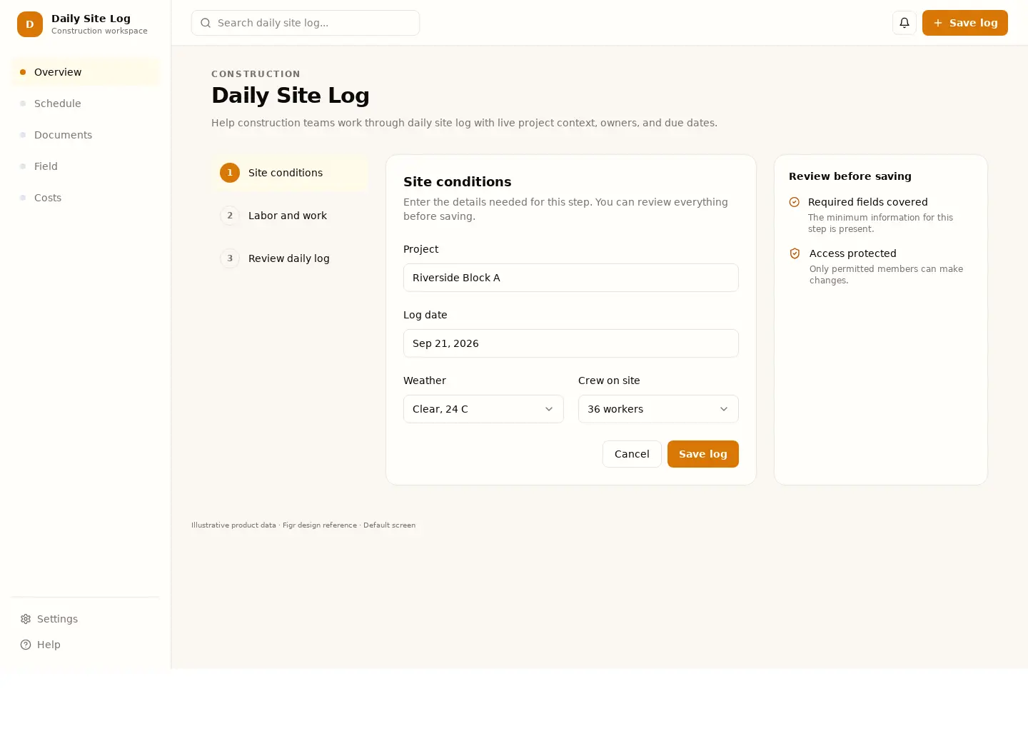 Daily Site Log