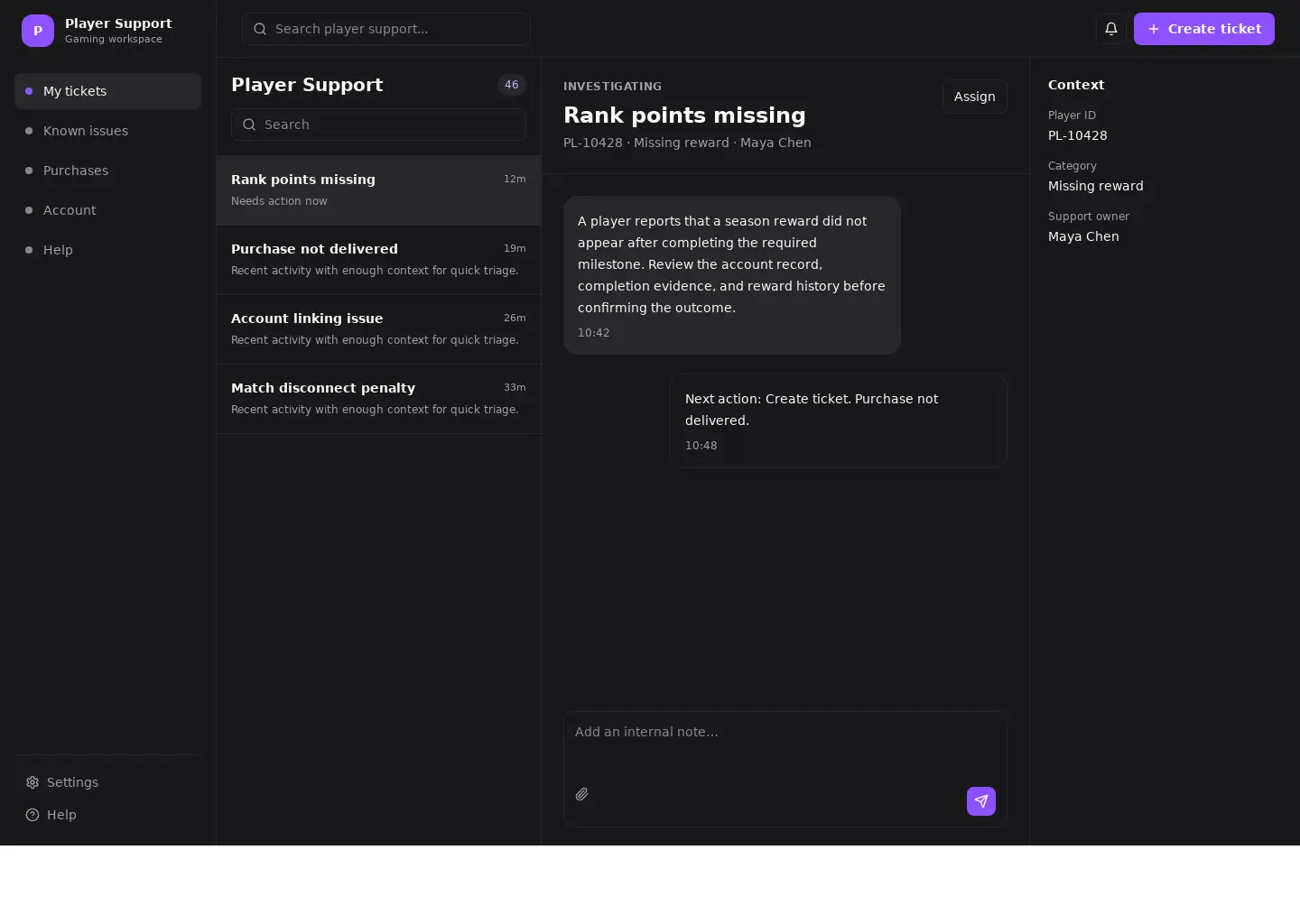 Player Support