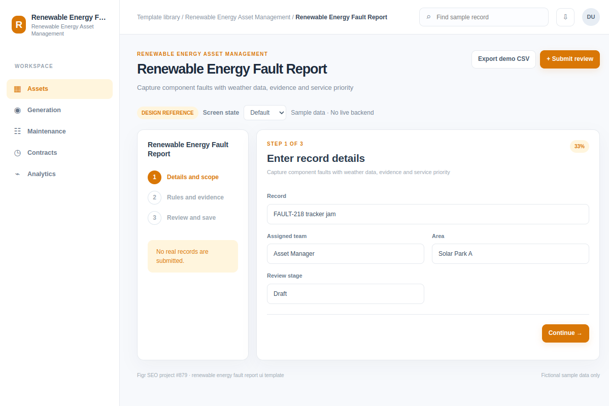Renewable Energy Fault Report