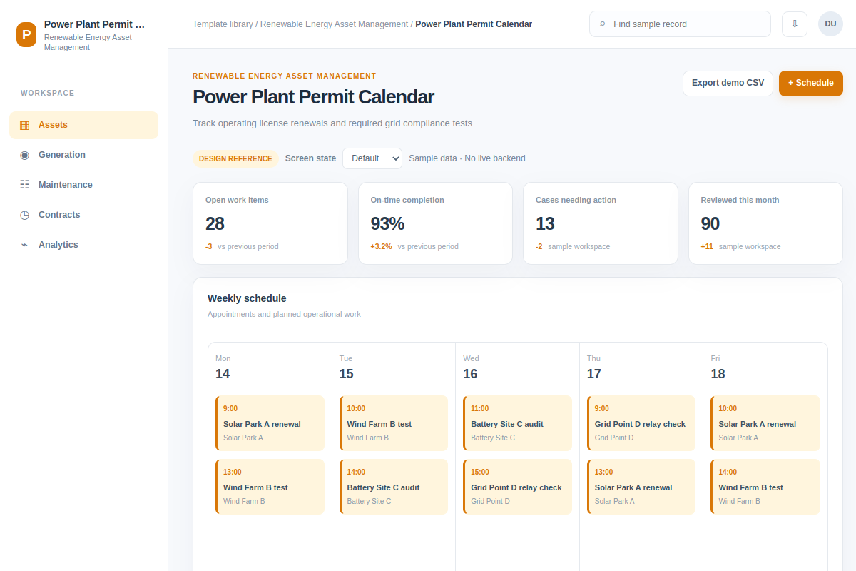 Power Plant Permit Calendar
