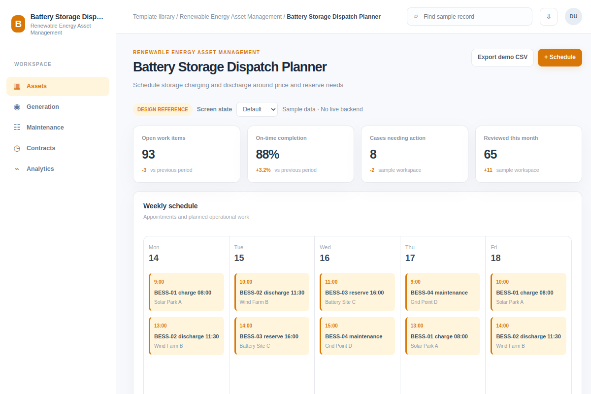 Battery Storage Dispatch Planner