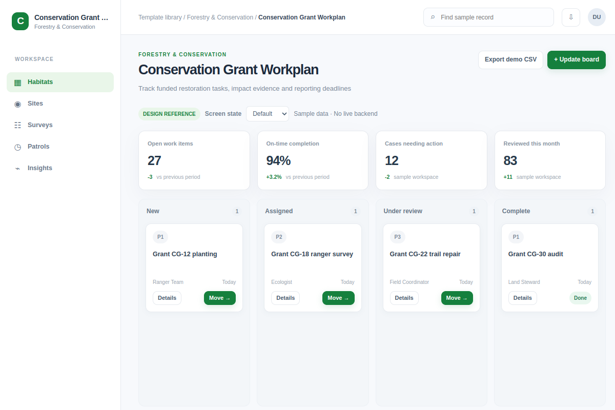 Conservation Grant Workplan
