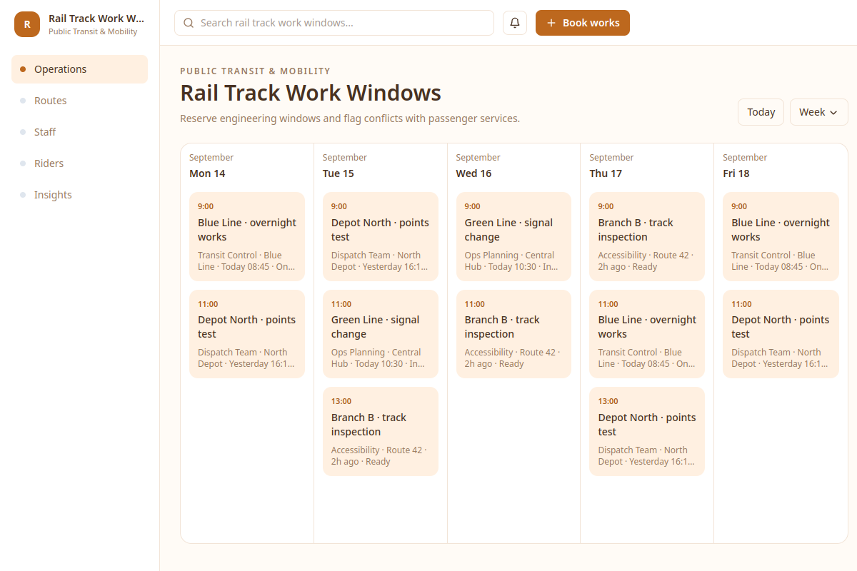 Rail Track Work Windows