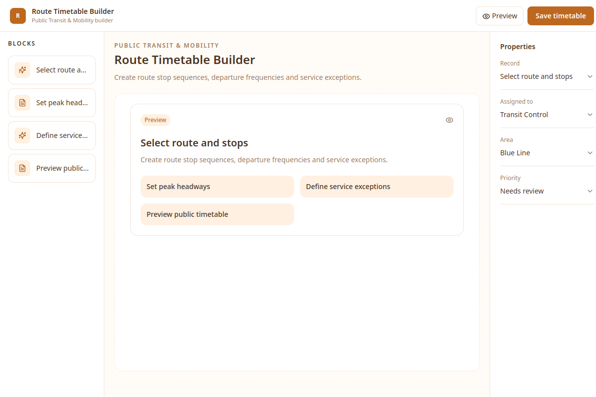 Route Timetable Builder