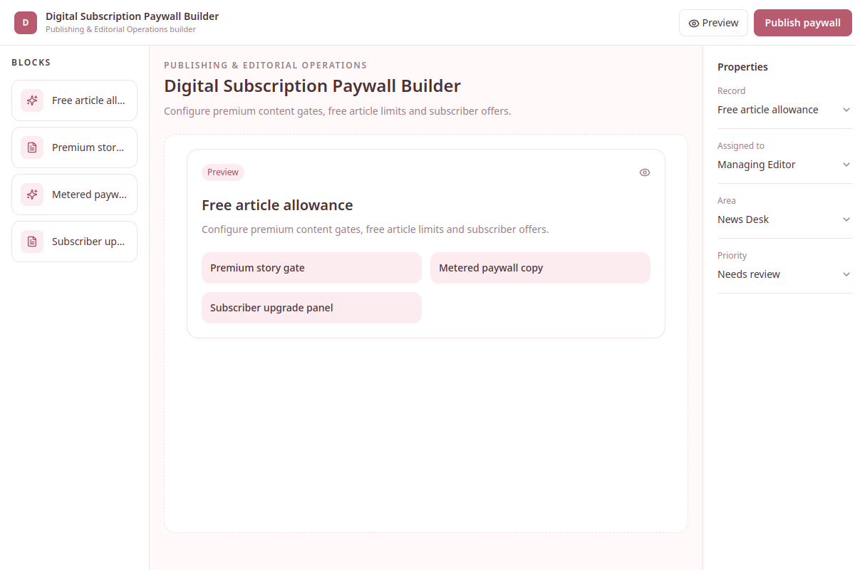 Digital Subscription Paywall Builder