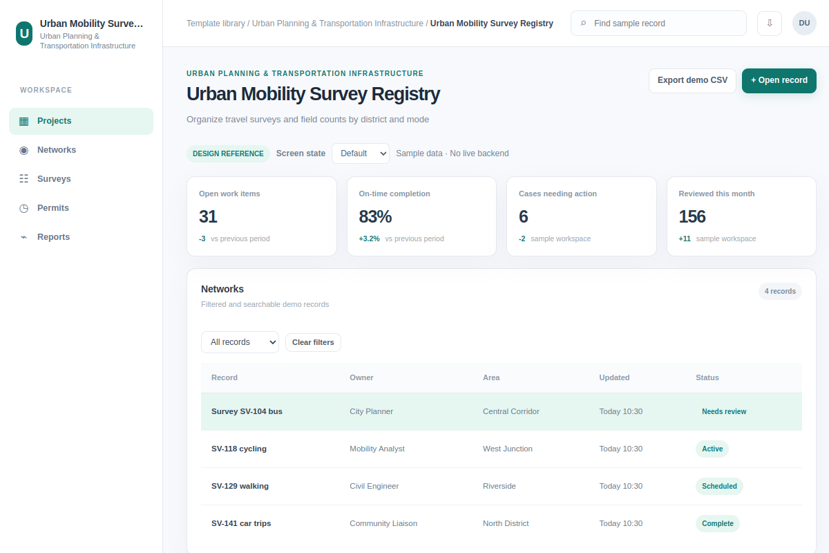 Urban Mobility Survey Registry