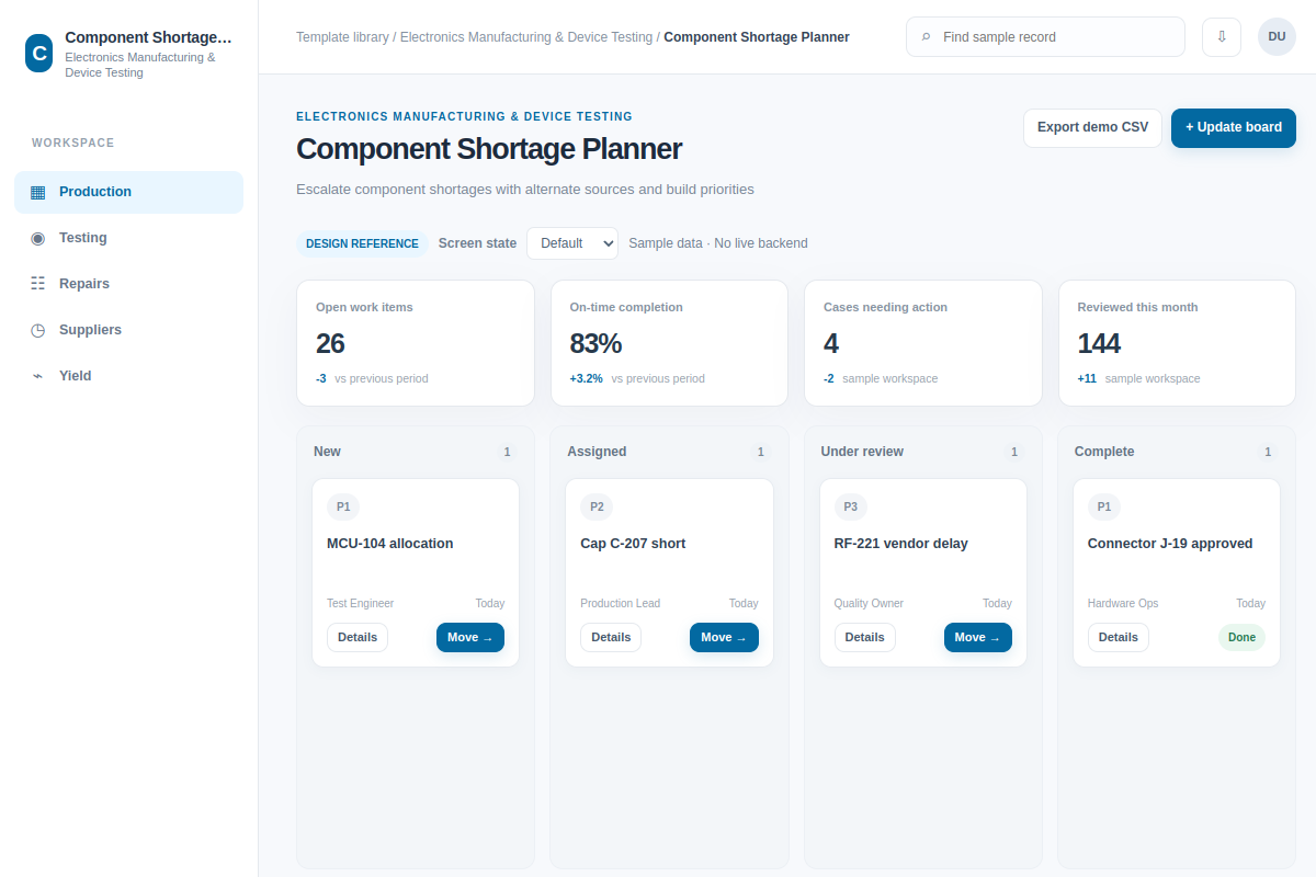 Component Shortage Planner