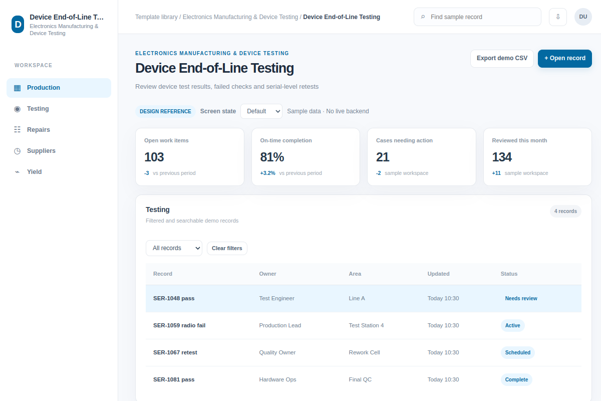 Device End-of-Line Testing
